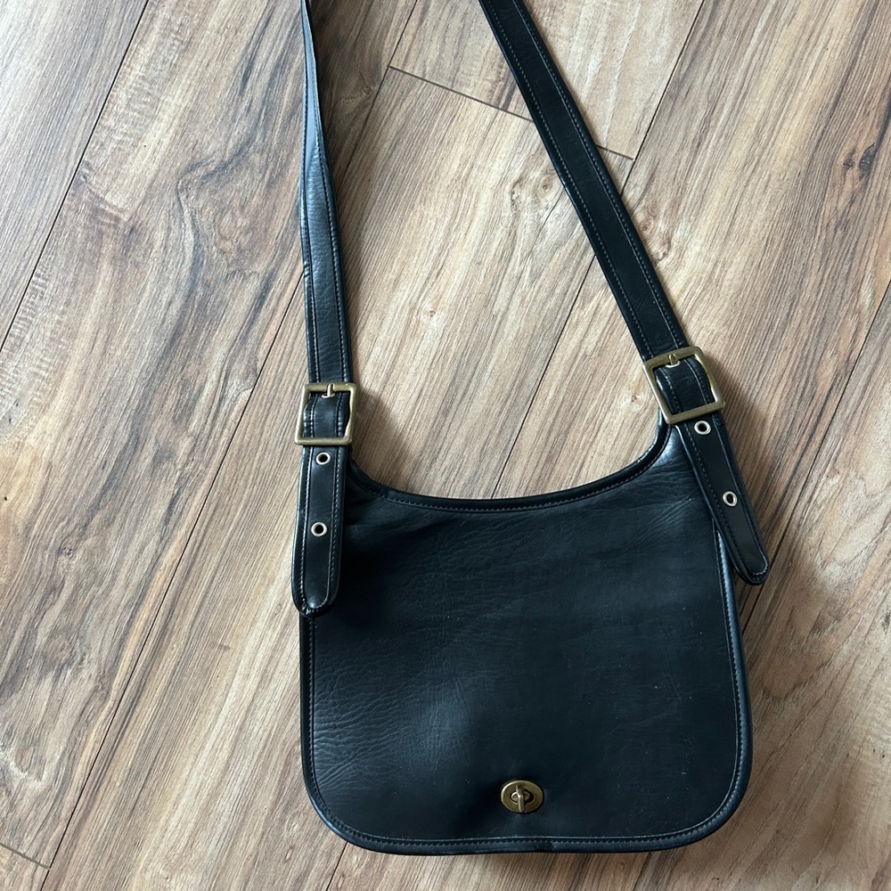 Vintage Black Leather Coach Bag
